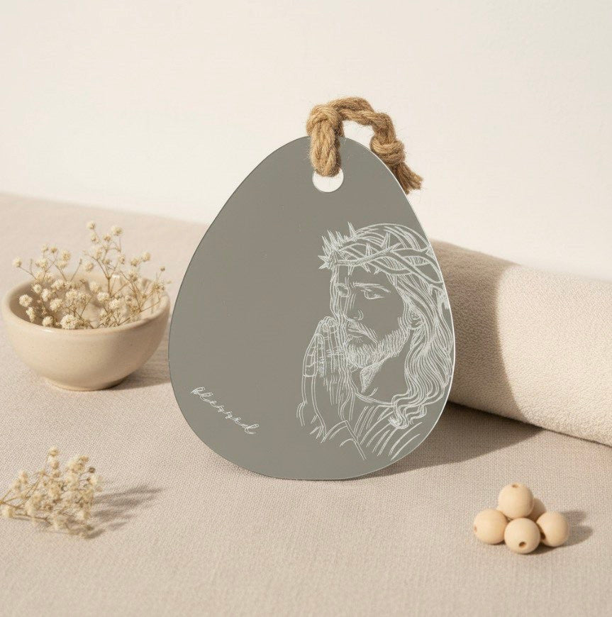 Miroir “Jésus” – Gravure artisanale à la main